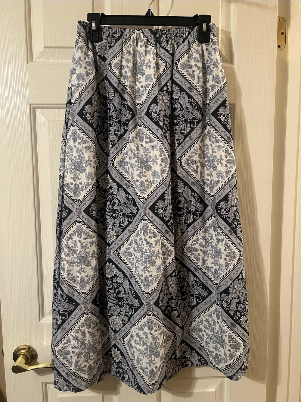 NWT Joie Women’s Black and White Diamond-Print Maxi Skirt Size XS